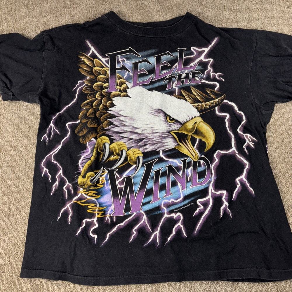 Vintage 90s Feel The Wind American Thunder USA Thunder t-shirt single stitch